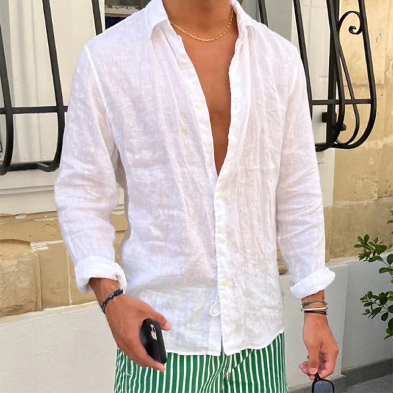 Camisa Manga Longa de Linho Puro 100% -  Belini Luxe