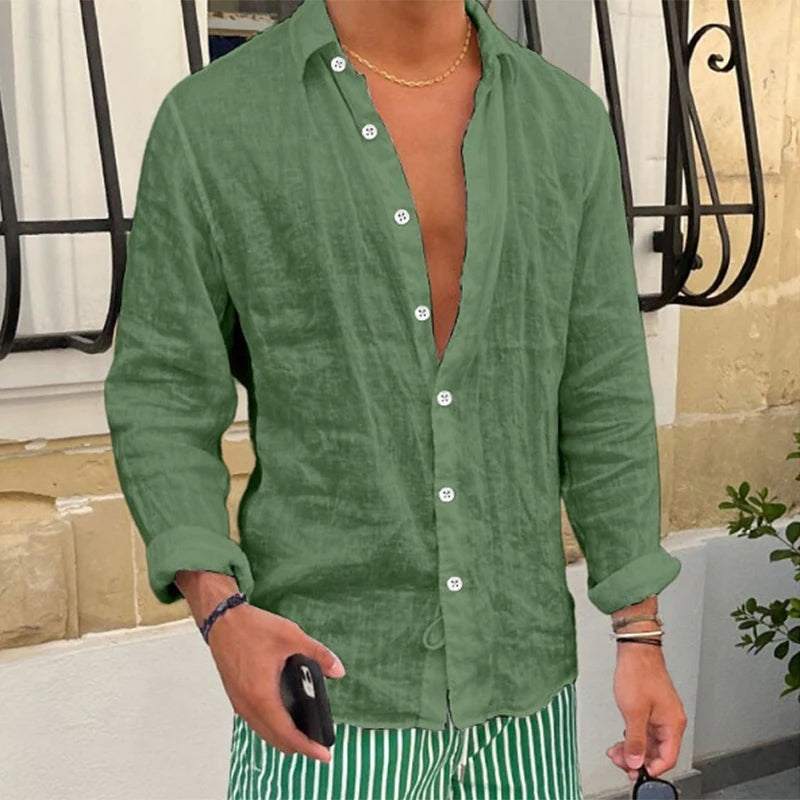Camisa Manga Longa de Linho Puro 100% -  Belini Luxe