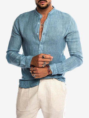 Camisa Manga Longa de Linho 100% – Gola Padre