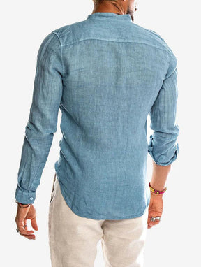 Camisa Manga Longa de Linho 100% – Gola Padre