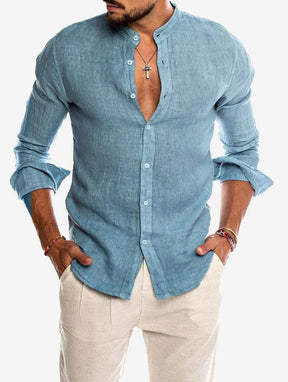 Camisa Manga Longa de Linho 100% – Gola Padre