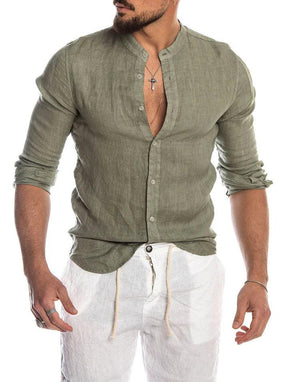 Camisa Manga Longa de Linho 100% – Gola Padre