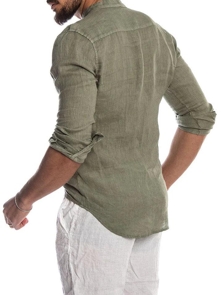 Camisa Manga Longa de Linho 100% – Gola Padre