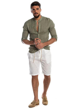 Camisa Manga Longa de Linho 100% – Gola Padre