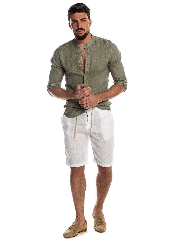 Camisa Manga Longa de Linho 100% – Gola Padre