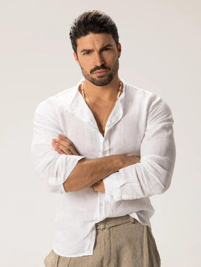 Camisa Manga Longa de Linho 100% – Gola Padre