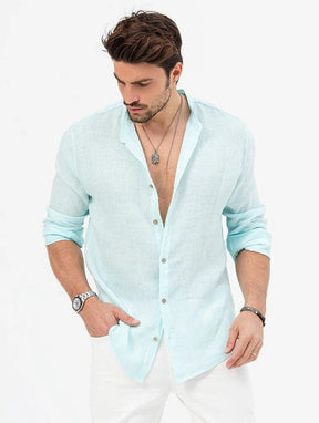 Camisa Manga Longa de Linho 100% – Gola Padre