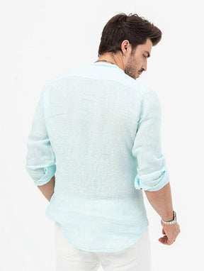 Camisa Manga Longa de Linho 100% – Gola Padre