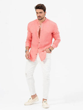 Camisa Manga Longa de Linho 100% – Gola Padre