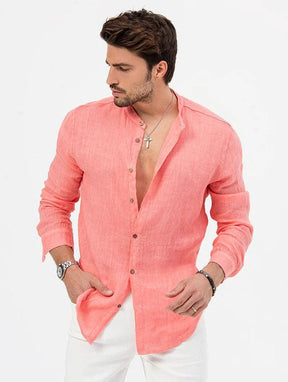 Camisa Manga Longa de Linho 100% – Gola Padre