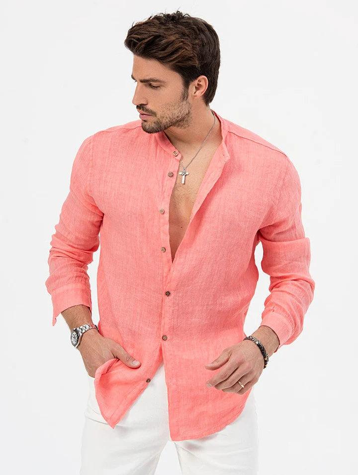 Camisa Manga Longa de Linho 100% – Gola Padre
