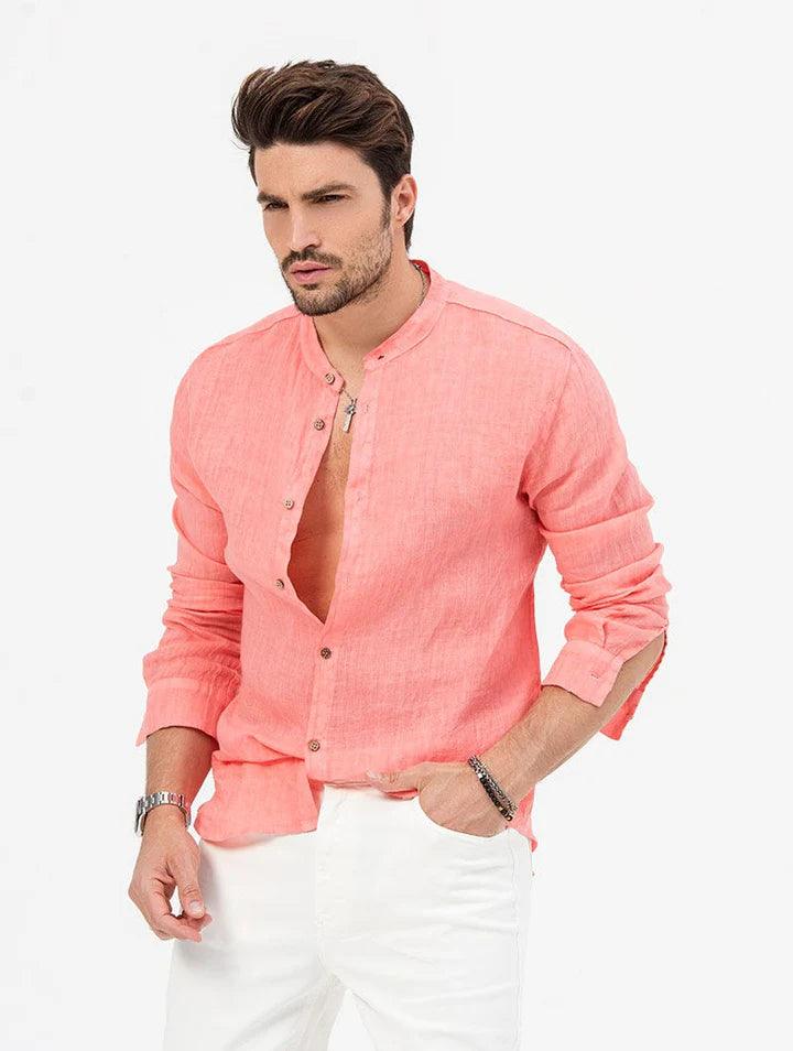Camisa Manga Longa de Linho 100% – Gola Padre
