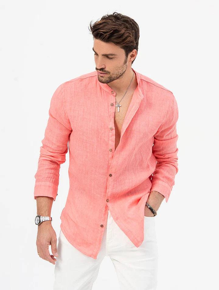 Camisa Manga Longa de Linho 100% – Gola Padre