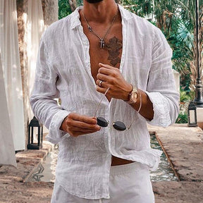 Camisa Manga Longa de Linho Puro 100% -  Firenze Luxe