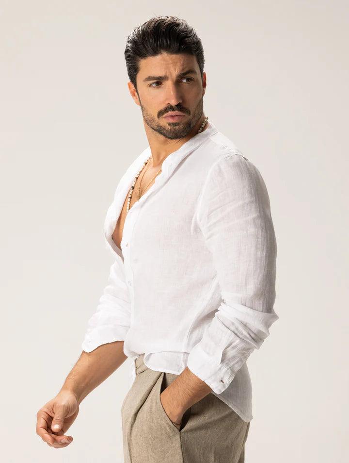 Camisa Manga Longa de Linho 100% – Gola Padre