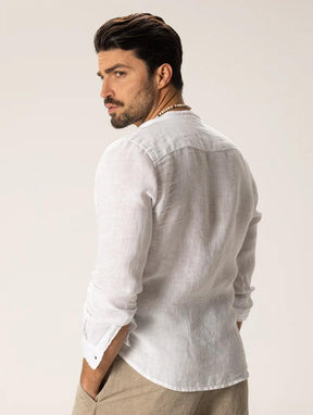 Camisa Manga Longa de Linho 100% – Gola Padre