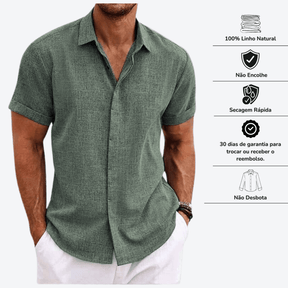 Camisa Manga Curta de Linho 100% - Mancini Bellini