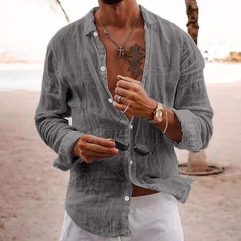 Camisa Manga Longa de Linho Puro 100% -  Firenze Luxe