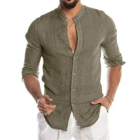 Camisa Manga Longa de Linho 100% – Gola Padre