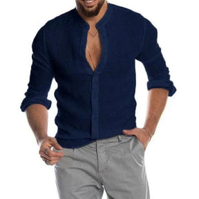 Camisa Manga Longa de Linho 100% – Gola Padre