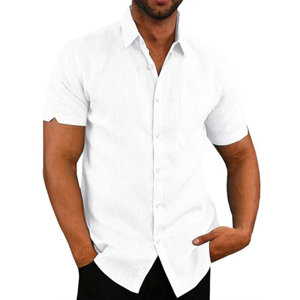 Camisa Manga Curta de linho 100% Com Bolso -  Milano