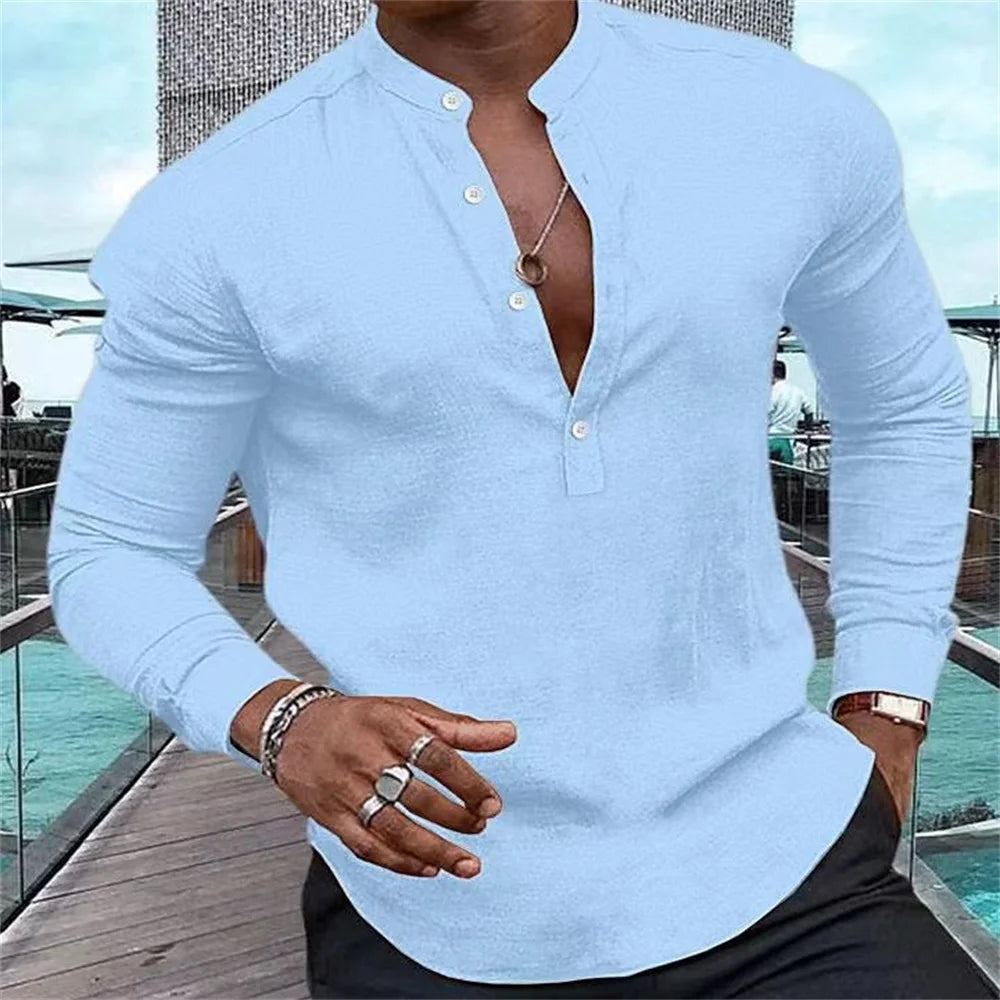Camisa Masculina Slim Fit em Linho Puro – Mancini Bellini