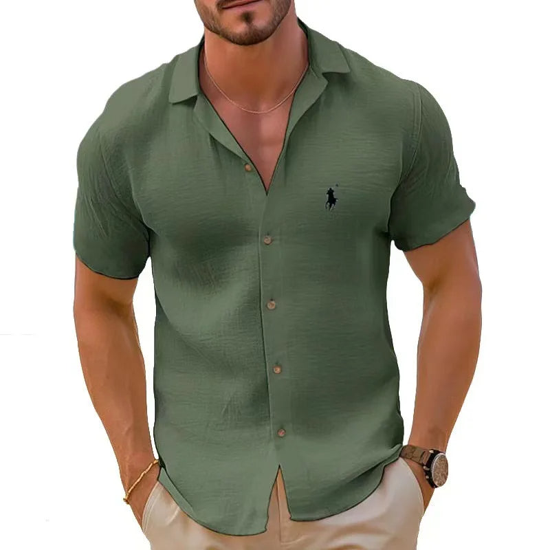 Camisa manga curta de linho puro - Ralph Lauren - Original