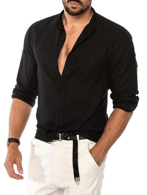 Camisa Manga Longa de Linho 100% – Gola Padre