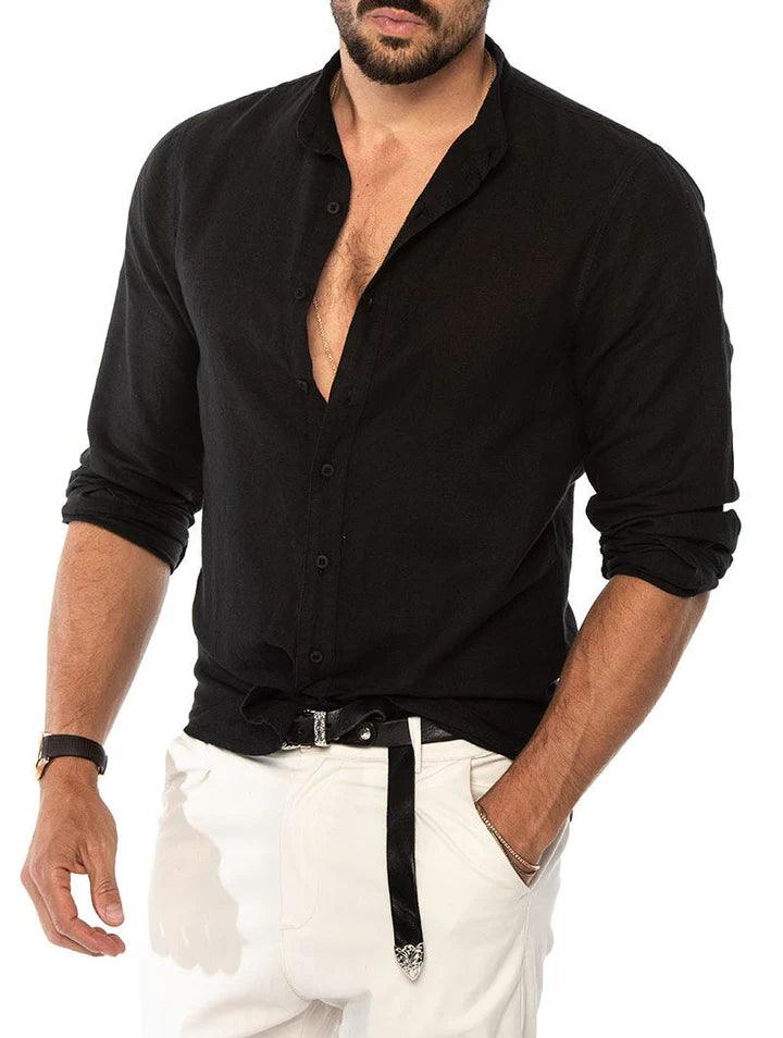 Camisa Manga Longa de Linho 100% – Gola Padre