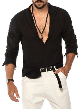 Camisa Manga Longa de Linho 100% – Gola Padre
