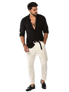 Camisa Manga Longa de Linho 100% – Gola Padre