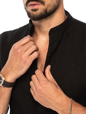 Camisa Manga Longa de Linho 100% – Gola Padre