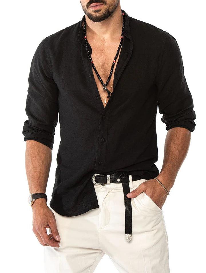 Camisa Manga Longa de Linho 100% – Gola Padre